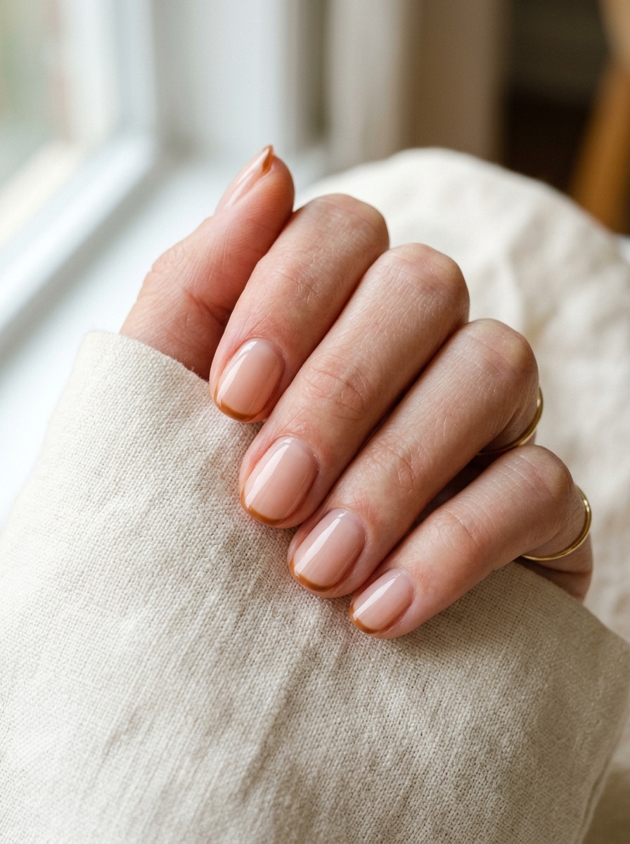 Caramel Micro French Nails als Brown French Nägel Inspiration 2026